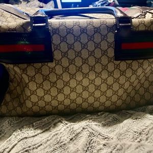 Gucci Pet Dog Carrier Authentic Rare GG Logo Vintage Brown Leather Travel Bag